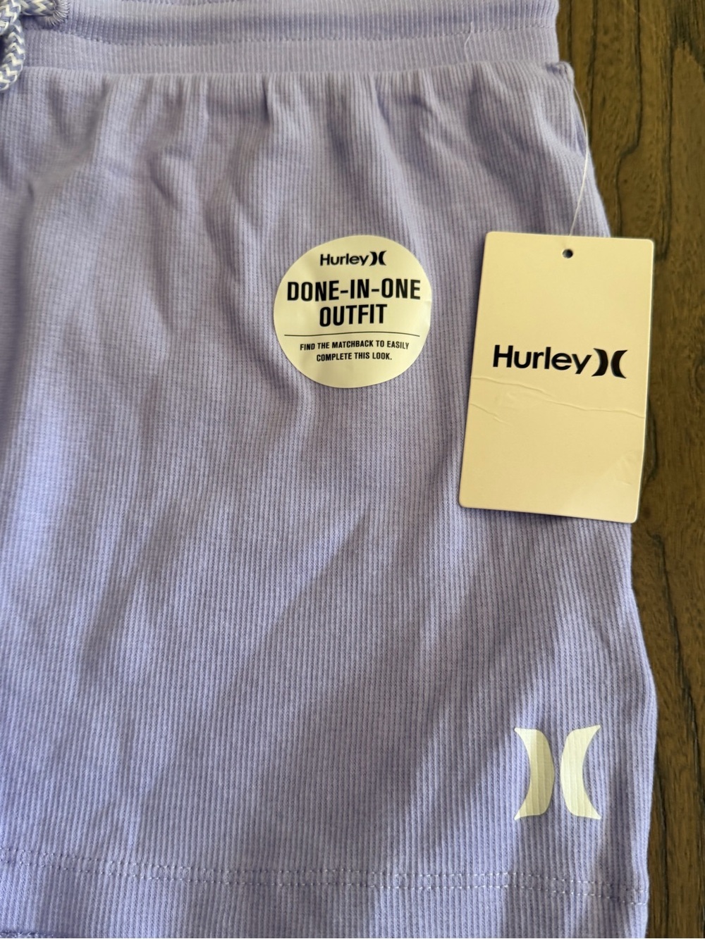 Hurley Lavender Ribbed Drawstring Shorts - Picture 2 of 5